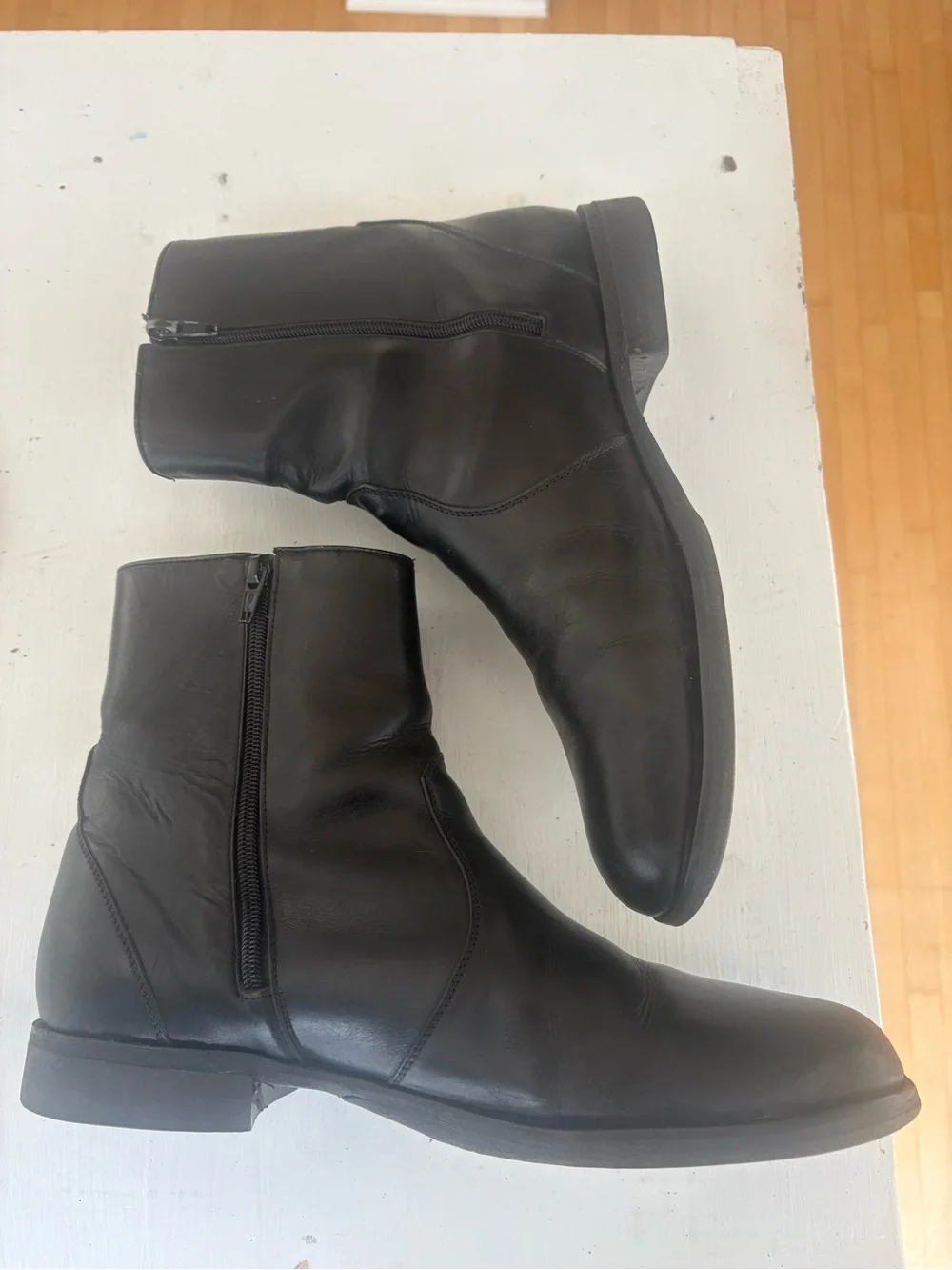 Men's Black Leather Zip Ankle Boots